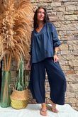 Prairie Pintuck Cotton Smock Navy